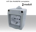 Contenitore Stagno completo a 2 moduli inclusi presa universale16A IP55