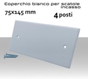 Coperchio bianco per scatola incasso 4 posti 75x145 mm