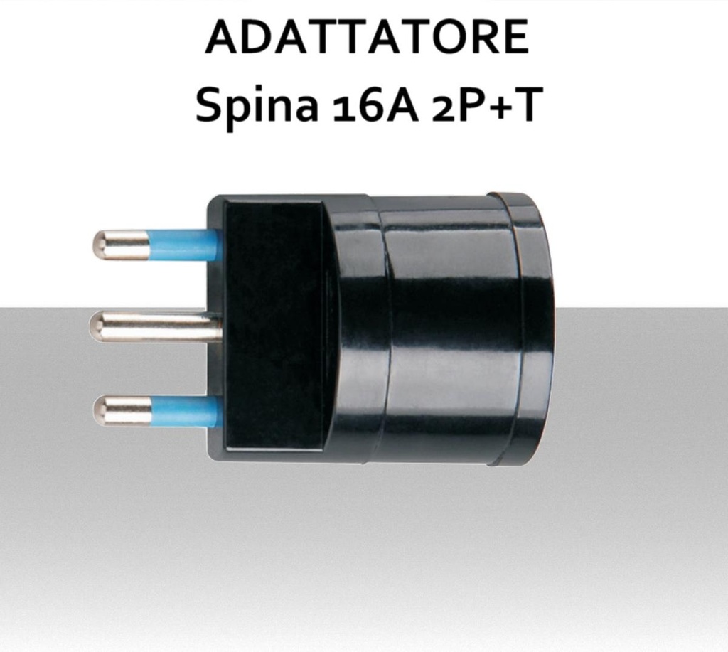 Adattatore con spina standard s17 a presa schuko 16A 2P T nera