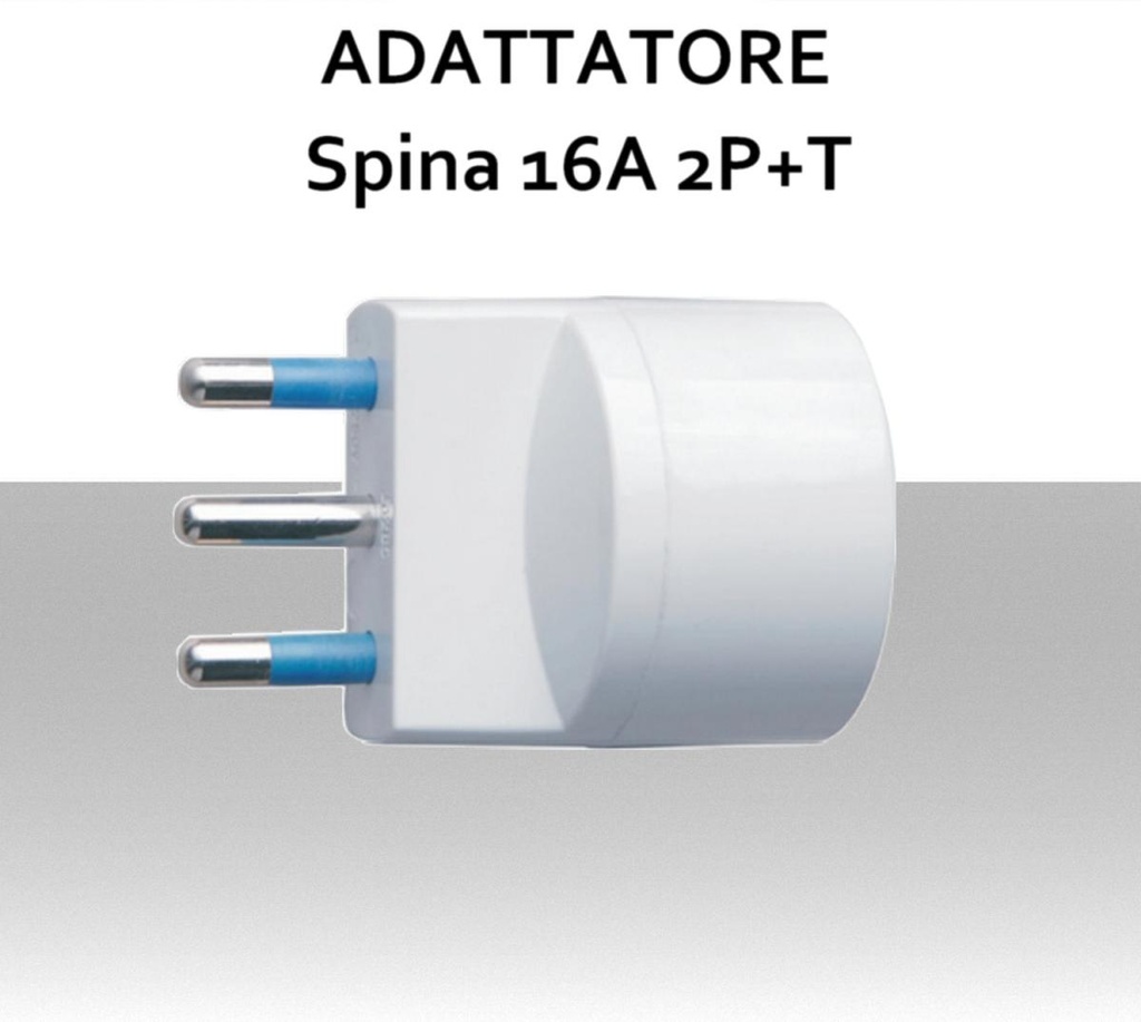 Adattatore con spina standard s17 a presa schuko 16A 2P T bianca