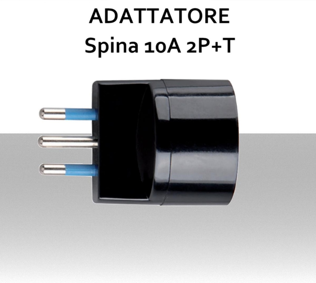 Adattatore con spina standard s11 a presa schuko 10A 2P T nera