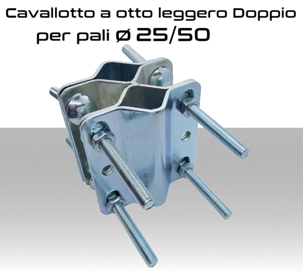 Cavallotto a 8 piastra larga universale per pali antenna Ø 25/50 mm 