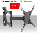 Supporto TV universale orientabile staffa 3 snodi per schermi da 13"a 42" pollici vesa compatibile