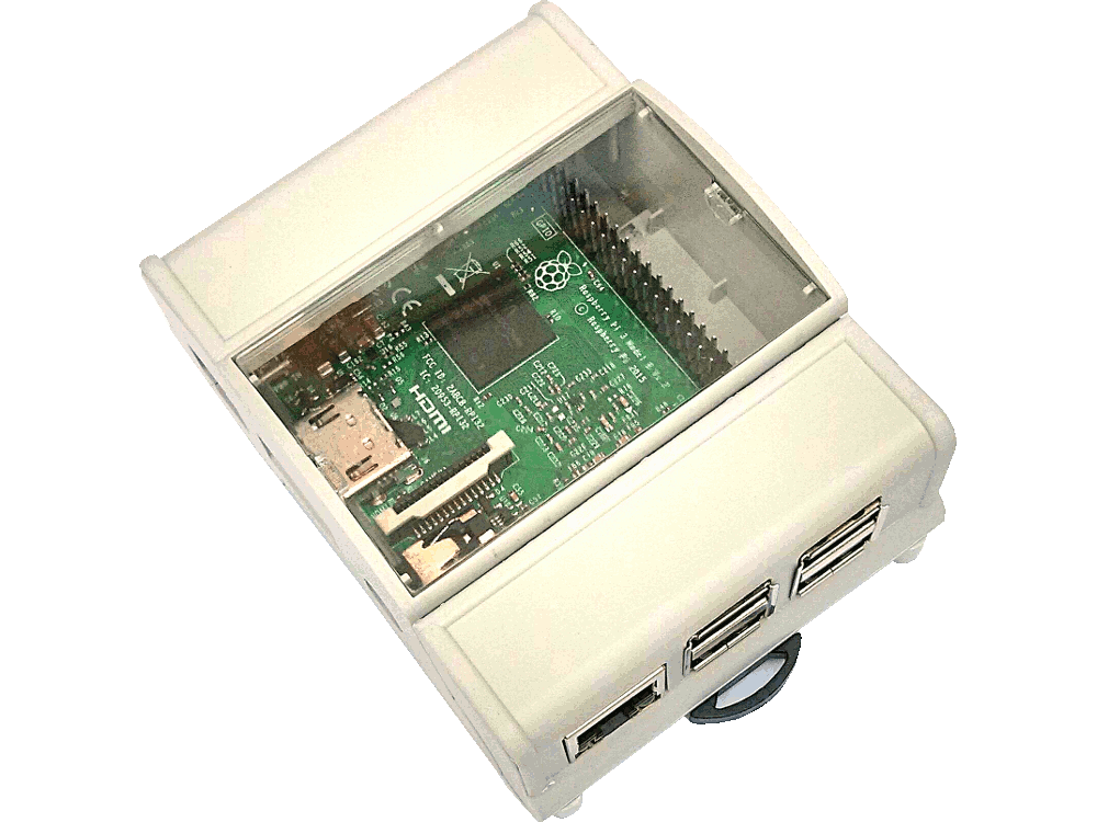 Contenitore ABS per Raspberry PI2 / 3 per DOM13. Supporto barra DIN 4 Moduli