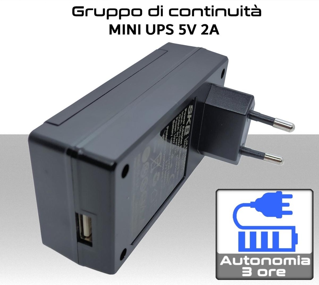 Gruppo di continuità  mini UPS 2 in 1  per dispositivi 5V 2A fino a 3 ore di autonomia