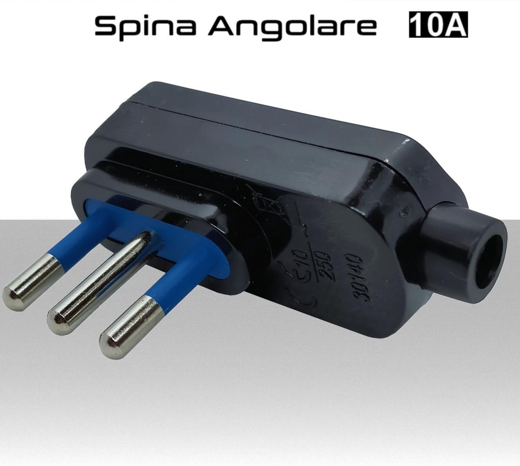 Spina angolare s11 nera 10A 2P+T salvaspazio