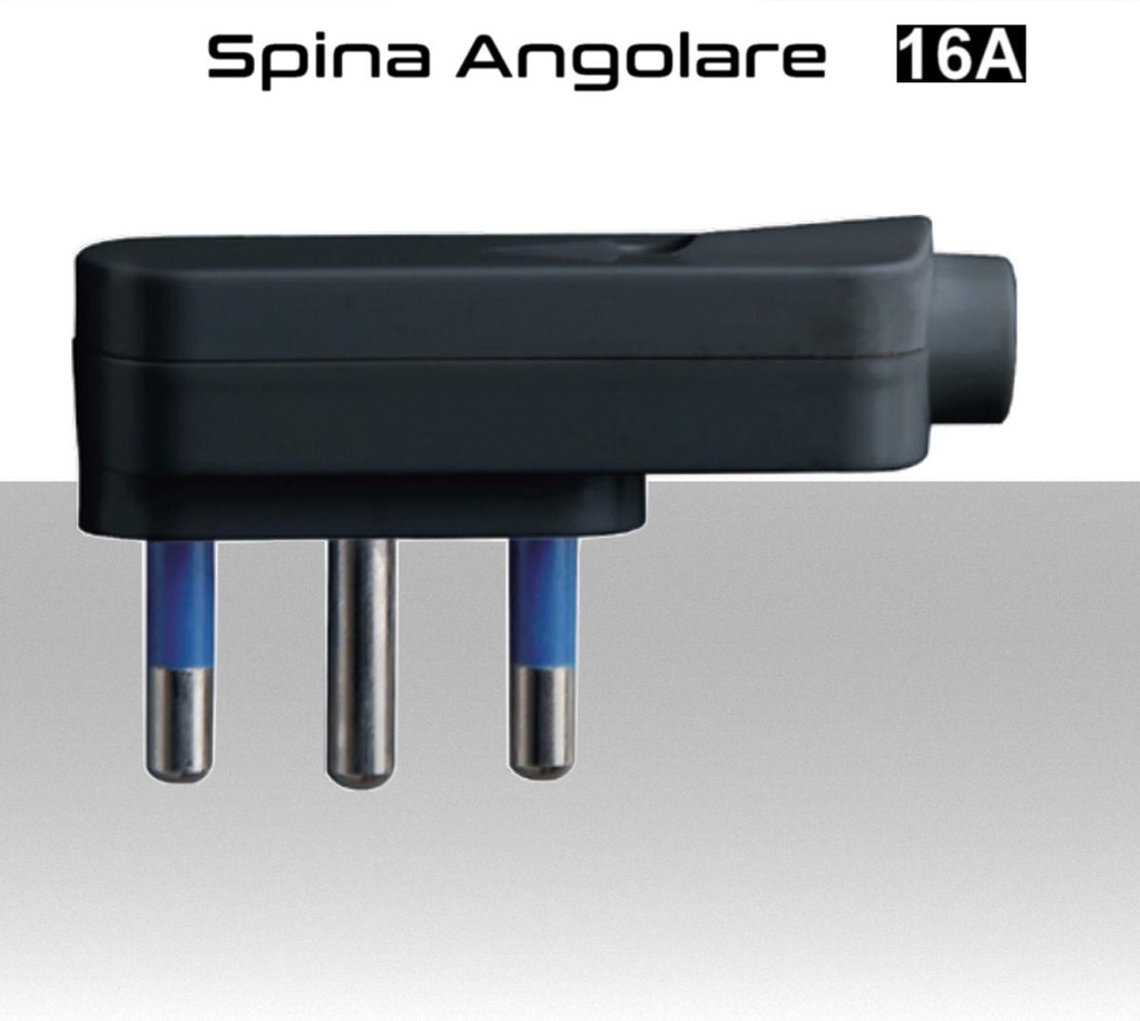 Spina angolare s17 nero 16A 2P+T salvaspazio