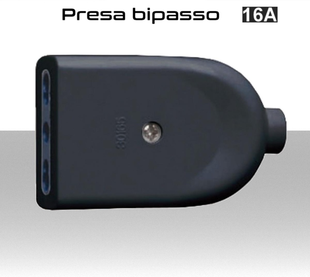 Presa volante bipasso nera standard italiana 16A