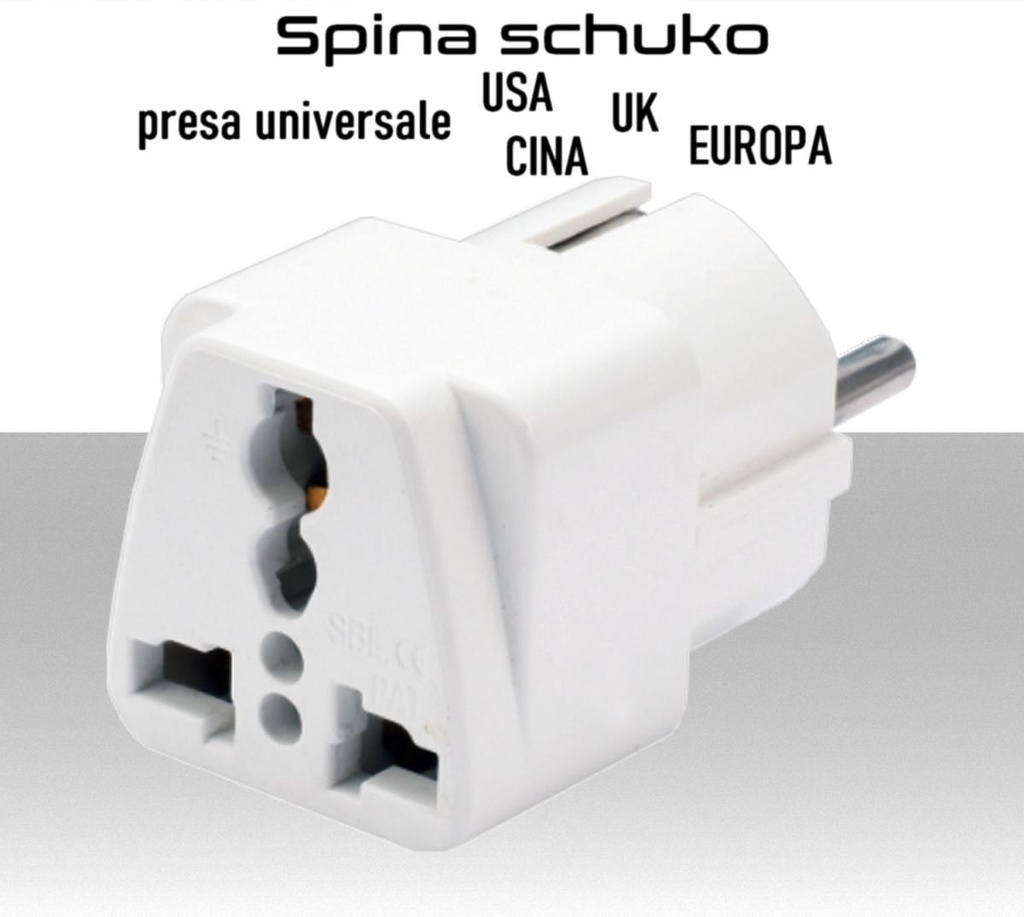 Spina schuko presa universale USA,UK,CINA,EUROPA