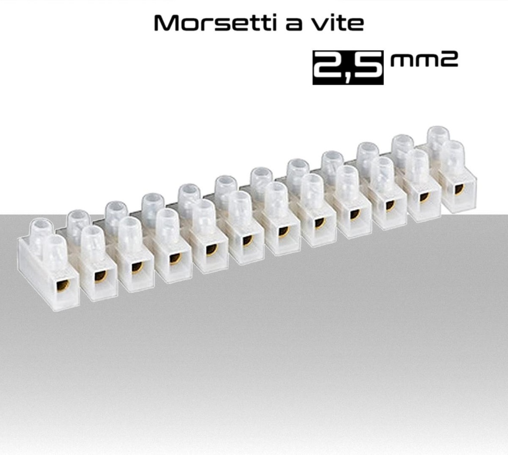 Morsetti a vite base quadrata 2,5 mm²  stecca da 12 unità