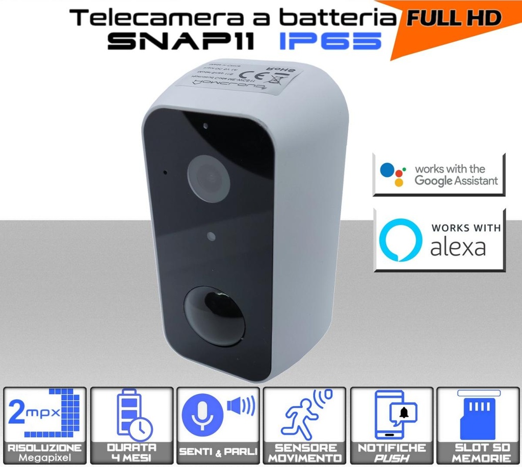 Telecamera a batteria Wi-Fi da esterno IP65 full HD 