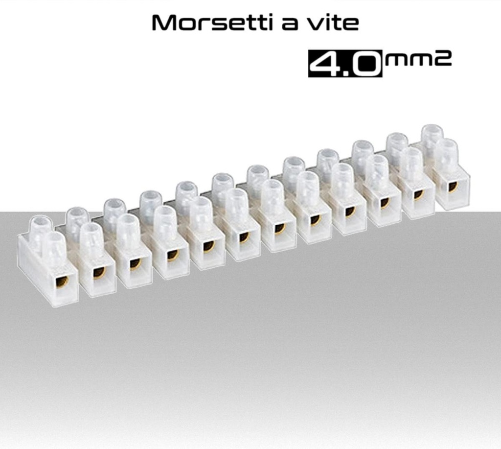 Morsetti a vite base quadrata 4,0 mm² stecca da 12 unità