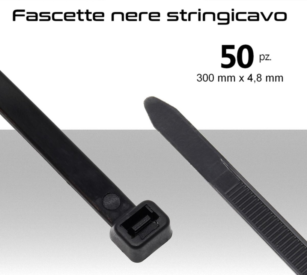 Fascette stringicavo nere multiuso 300x4,8mm  pz.50