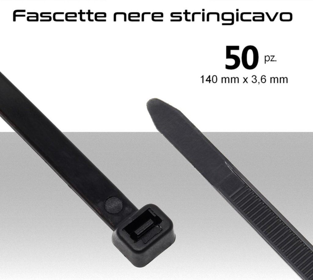 Fascette stringicavo nere multiuso 140x3,6mm pz.50