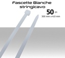 Fascette stringicavo bianche multiuso 300x4,8mm pz.50