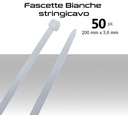 Fascette stringicavo bianche multiuso 200x3,6mm pz.50