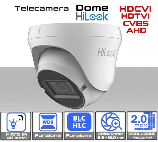 [MS0311] Telecamera dome motorizzata 2 megapixel con ottica da 2.8 a 12 mm ibrida alta risoluzione full HD 