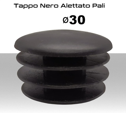 [MS0548] Tappo Nero Alettato in Polietilene per Pali antenna  Ø30