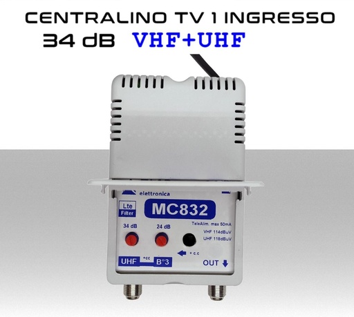 [MS2761] Centralino antenna TV da interno 1 ingresso BIII-UHF 34dB serie Elar MC832