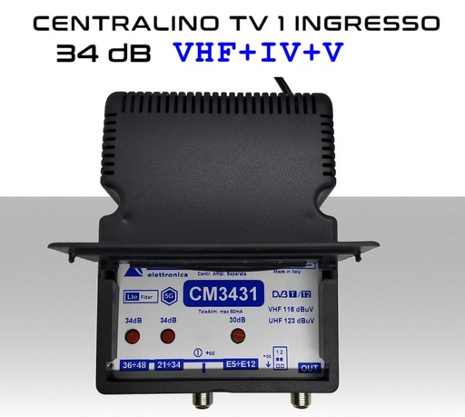 [MS2764] Centralino antenna TV da interno 1 ingresso BIII-VI-V 34dB serie Elar CM3431