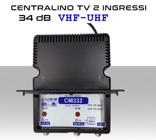 [MS2762] Centralino antenna TV da interno 2 ingressi BIII-UHF 34dB serie Elar CM332