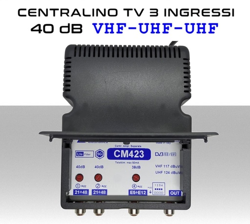 [MS2766] Centralino antenna TV da interno 3 ingressi BIII-UHF-UHF 40dB serie Elar CM423