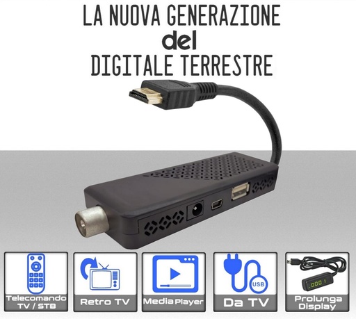 [SA2176] Decoder TV retro tv Jolly line completo di telecomando 2 in 1 Funzione Blocco menu e copia lista canali da USB  risoluzione video Full HD