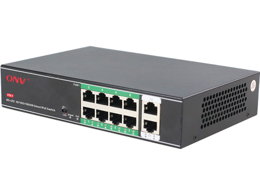 [HT-H1108PGL] Switch 10 porte di cui 8 porte 10/100 POE + 2 porte GIGABIT - ONV