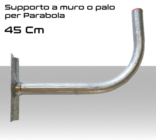 [MSSRT0003] Staffa Supporto parabola a muro o palo diametro tubo 40 mm a 90° cm 45