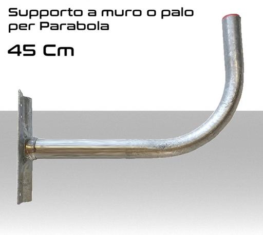 [SASRT0003] Staffa Supporto parabola a muro o palo diametro tubo 40 mm a 90° cm 45