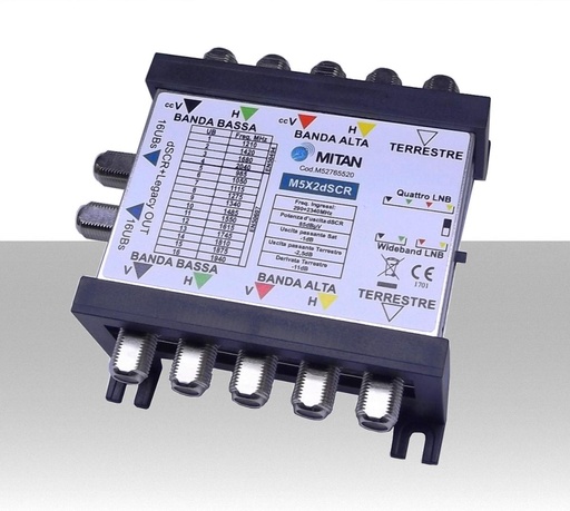 [MS2367] Multiswitch dCSS  2 uscite derivate con 5 ingressi SAT/DTV e 5 uscite passanti  Mitan M5X2dSCR