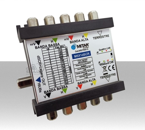 [SA2366] Multiswitch dCSS 1 uscita derivata con 5 ingressi SAT/DTV e 5 uscite passanti Mitan M5X1dSCR