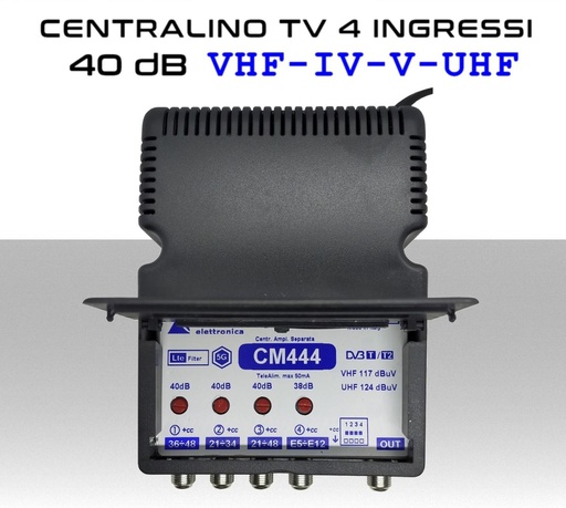 [MS2775] Centralino antenna TV da interno 4 ingressi BIII-IV-V-UHF (34/36) 40dB serie Elar CM444