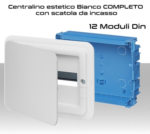 [MSV53312-53112.B] Centralino elettrico 12 moduli quadro completo di scatola da incasso  Vimar V53312 e V53112.B