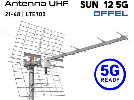 [MS3219] Antenna TV Yagi 12 Elementi Alluminio Offel Sun 12 21:48 con Filtro 5G