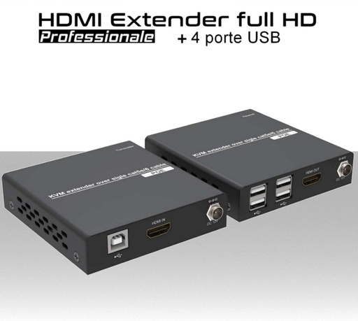 [MS0352] Extender HDMI su rete LAN 100 metri 1080p CAT.5e/6 PoE con USB 4 PORTE trasmettitore device remoti