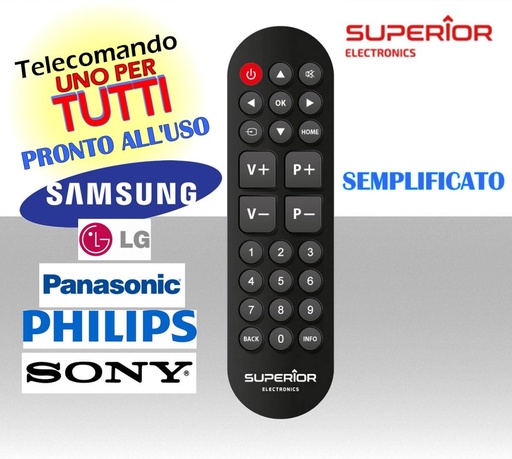 [MS2316] Telecomando TV universale per  LG Samsung Sony Philips e Panasonic  semplice pulsanti ampi e comodi