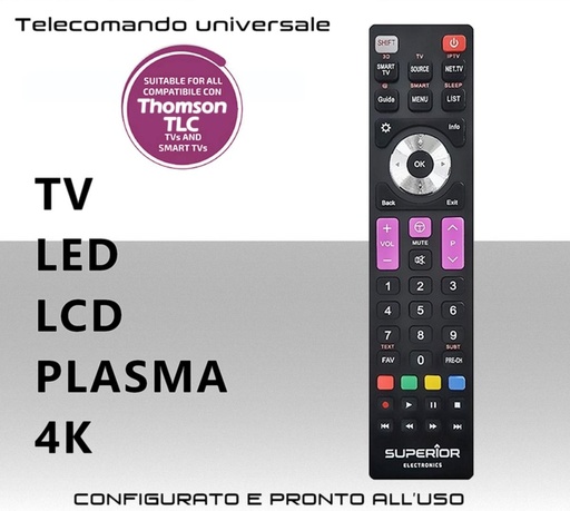 [MS2319] Telecomando TV Thomson e TCL universale pronto all'uso con funzioni per TV Smart