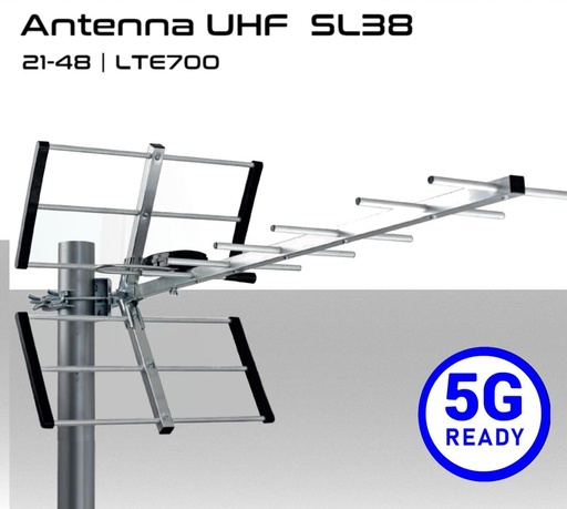 [MS0745] Antenna YAGI 21:48 IV+V con connettore F e filtro antidisturbo LTE700 5G - Canali 21-48 - SEDEA SL38