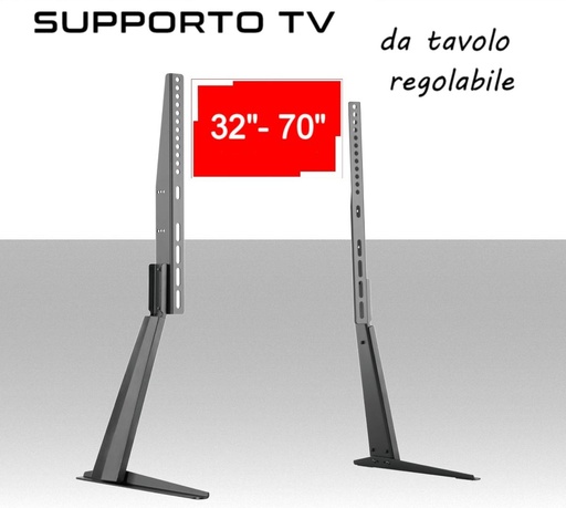 [MS2218] Supporto TV da tavolo inclinabile in alluminio universale per TV piatte LED da 32" a 70" pollici vesa compatibile