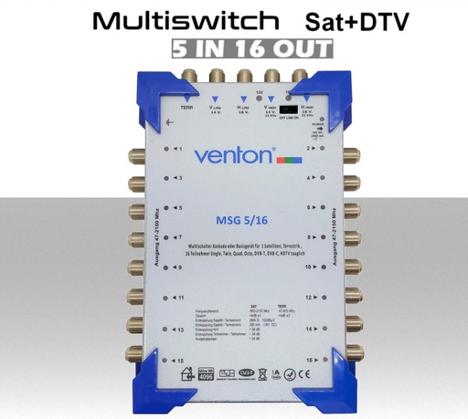[SA2016] Multiswitch 5/16 centralino autoalimentato satellitare con terrestre per 16 utenze indipendenti serie Venton MSG