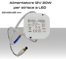 [MS0407] Alimentatore LED 12V 20W IP67: Trasformatore Universale per Interni