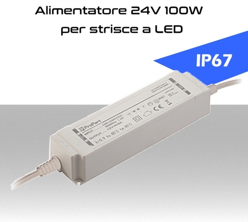 [MS0139] Alimentatore per LED 24V da 100W IP67 per esterno trasformatore universale