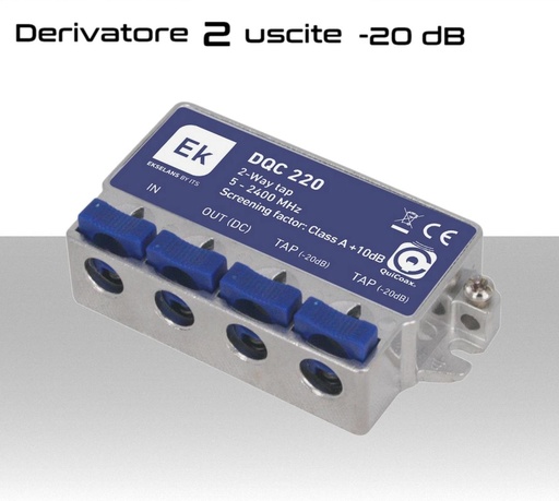 [MS1526] Derivatore antenna 2 uscite -20dB ad innesto rapido con 1 via passante DC schermato in classe A per banda TV e Satellite di Ekselans by ITS