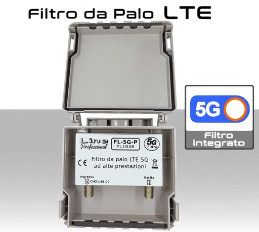 [SAFL5GP] Filtro 5G da palo banda LTE per impianti TV realizzato con contenitore schermato  Line professional FL1838