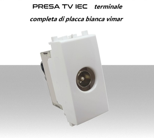 [SA2754-2755] Presa TV terminale con connettore IEC completa di copri frutto bianco serie VIMAR Plana