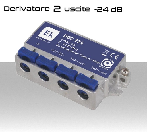 [MS1527] Derivatore antenna 2 uscite -24dB ad innesto rapido con 1 via passante DC schermato in classe A per banda TV e Satellite di Ekselans by ITS