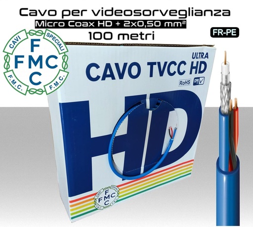 [SA0928] Cavo per telecamere con alimentazione 2x50 mm in Rame 100 metri Micro TEK