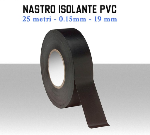 [MS31259] Nastro isolante in PVC nero per elettricista adesivo in rotolo larghezza 19 mm