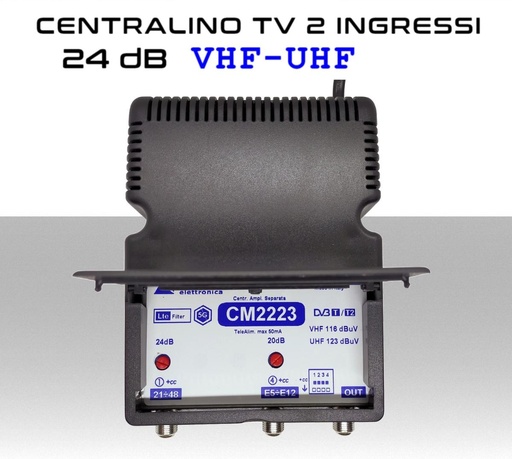 [MS2786] Centralino antenna TV da interno 2 ingressi BIII-UHF 24dB serie Elar CM2223